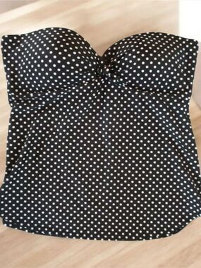 a.n.a Black and White Polka Dot Strapless Swim Top